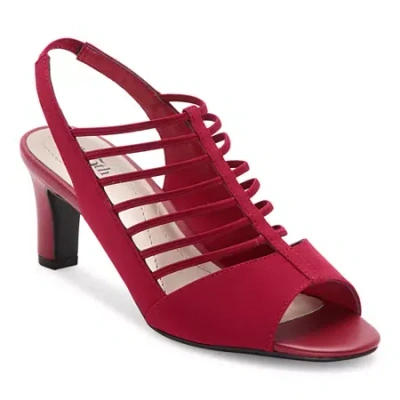 East Fifth East 5th Neville Womens Round Peep Toe Block Heel Pumps In Red