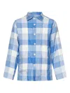 East Harbour Surplus Checked Pattern Linen Shirt In Clear Blue