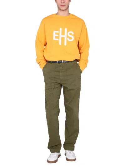 East Harbour Surplus Crew Neck Cotton Sweatshirt In Yellow
