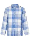 East Harbour Surplus Checked Pattern Linen Shirt In Clear Blue In Clear Blue