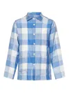 East Harbour Surplus Checked Pattern Linen Shirt In Clear Blue In Blue
