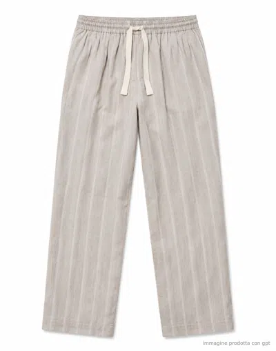 East Harbour Surplus Light Grey Oxnard Striped Linen Trousers In Multi