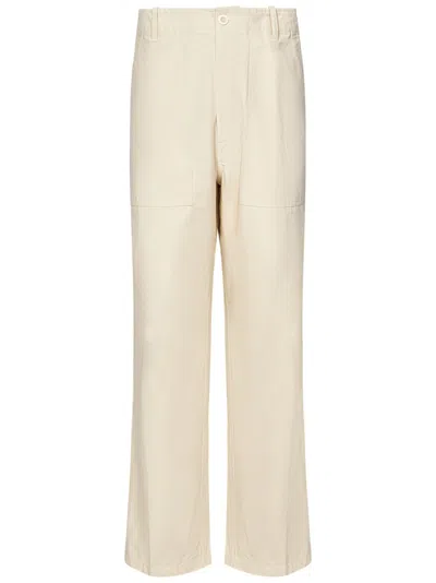 East Harbour Surplus Relaxed Fit Off-white Cotton Trousers In Neutral