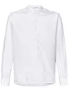 East Harbour Surplus White Cotton Shirt With Mandarin Collar In White