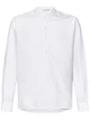 East Harbour Surplus White Cotton Shirt With Mandarin Collar In White