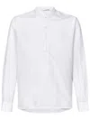 East Harbour Surplus White Cotton Shirt With Mandarin Collar In White