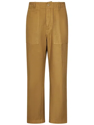 East Harbour Surplus Soft Beige Cotton Straight Wide Leg Trousers In Brown