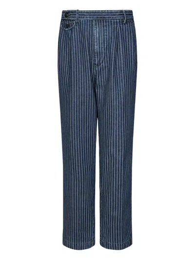 East Harbour Surplus Striped Straight Trousers In Blue