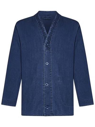 EAST HARBOUR SURPLUS EAST HARBOUR SURPLUS V-NECK BLUE DENIM SHIRT