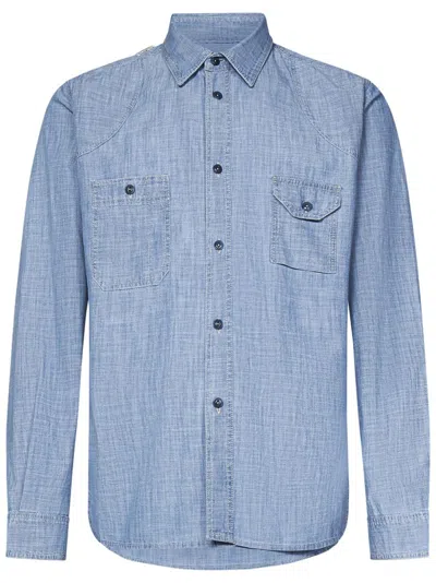 East Harbour Surplus Washed Cotton Chambray Shirt In Blue