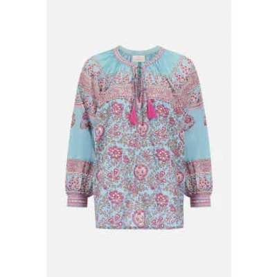 East Heritage Souki Cotton Blouse In Blue