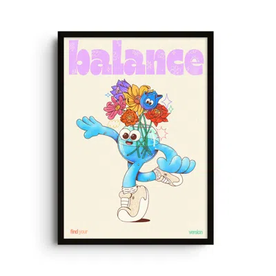 East Side Studio London Blue / Pink / Purple Balance - Giclee Fine Art Print - Large In Blue/pink/purple