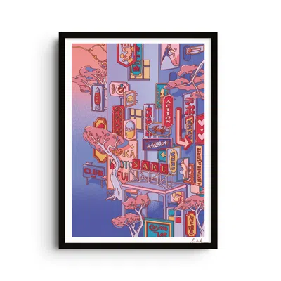 East Side Studio London Blue / Pink / Purple Forest Of Consumables Two - Giclee Fine Art Print - Small In Blue/pink/purple