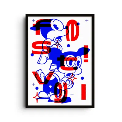 East Side Studio London Blue / Red Festival - Giclee Fine Art Print - Large In Blue/red