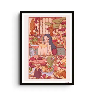 East Side Studio London Red / Neutrals Come Over, I Made Too Much Food - Giclee Fine Art Print - Large