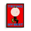 East Side Studio London Red Trying My Best - Giclee Fine Art Print - Extra Small In Red