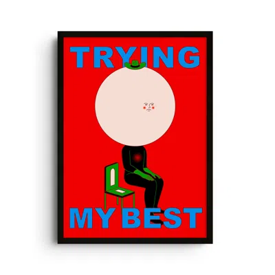 East Side Studio London Red Trying My Best - Giclee Fine Art Print - Extra Small