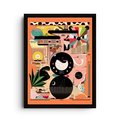 East Side Studio London Yellow / Orange Chill Skill - Abstract Cartoon Art Print - Small In Yellow/orange
