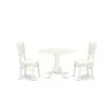 East West Furniture - Dlva3-lwh-w - 3-piece Dining Table Set- 2 Kitchen Chairs With Wooden Seat And Slatted Chair Back -