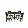East West Furniture - Dlva5-blk-c - 5-pc Dining Room Table Set- 4 Wooden Chairs With Linen Fabric Seat And Slatted Chair