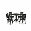 East West Furniture - Dlva5-blk-w - 5-piece Dinette Set- 4 Dining Room Chair With Wooden Seat And Slatted Chair Back - D