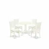 East West Furniture - Dlva5-lwh-w - 5-pc Dinette Room Set- 4 Dining Room Chairs With Wooden Seat And Slatted Chair Back 