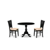 East West Furniture - Dmva3-blk-c - 3-pc Dining Room Table Set- 2 Dining Chairs With Linen Fabric Seat And Slatted Chair
