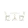 East West Furniture - Dmva3-lwh-c - 3-piece Modern Dining Table Set- 2 Mid Century Dining Chairs With Linen Fabric Seat 