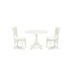 East West Furniture - Dmva3-lwh-w - 3-pc Dining Room Table Set- 2 Wooden Chairs With Wooden Seat And Slatted Chair Back 