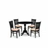East West Furniture - Dmva5-blk-c - 5-piece Kitchen Dining Room Set- 4 Wood Chair With Linen Fabric Seat And Slatted Cha