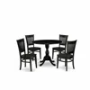 East West Furniture - Dmva5-blk-w - 5-piece Kitchen Dining Set- 4 Wooden Chair With Wooden Seat And Slatted Chair Back -