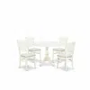 East West Furniture - Dmva5-lwh-c - 5-piece Dining Room Table Set- 4 Dining Room Chair With Linen Fabric Seat And Slatte