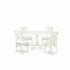 East West Furniture - Dmva5-lwh-w - 5-pc Kitchen Dining Room Set- 4 Mid Century Chair With Wooden Seat And Slatted Chair