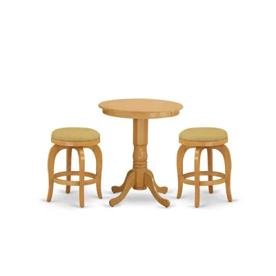 East West Furniture - Edbf3-oak-16 - 3-pc Dinette Room Set With 2 Parson Chairs And 1 Kitchen Table (oak Finish) In Blue