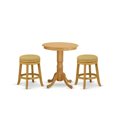 East West Furniture - Eddv3-oak-16 - 3-pc Dining Table Set With 2 Upholstered Dining Chairs And 1 Kitchen Table (oak Fin In Neutral
