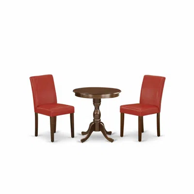 East West Furniture - Esab3-mah-72 - 3-pc Kitchen Dining Room Set - 2 Dining Padded Chairs And 1 Dining Table (mahogany In Multi
