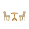 East West Furniture - Esab3-oak-04 - 3-pc Kitchen Dining Set - 2 Padded Parson Chairs And 1 Dining Table (oak Finish)