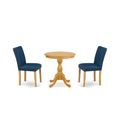 East West Furniture - Esab3-oak-55 - 3-pc Dining Table Set - 2 Parson Dining Room Chairs And 1 Modern Dining Table (oak