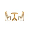 East West Furniture - Esan3-oak-c - 3-pc Modern Kitchen Table Set - 2 Kitchen Dining Chairs And 1 Kitchen Table (oak Fin