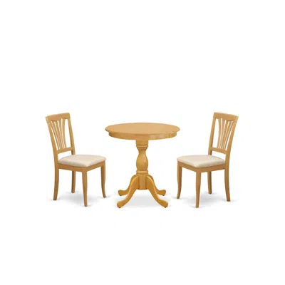 East West Furniture - Esav3-oak-c - 3-pc Dining Room Table Set - 2 Dining Room Chairs And 1 Kitchen Dining Table (oak Fi