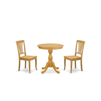 East West Furniture - Esav3-oak-w - 3-pc Kitchen Table Set - 2 Modern Dining Room Chairs And 1 Dining Room Table (oak Fi In Blue
