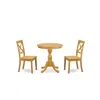 East West Furniture - Esbo3-oak-w - 3-pc Modern Dining Room Table Set - 2 Wood Dining Chairs And 1 Dining Room Table (oa
