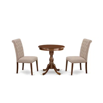 East West Furniture - Esbr3-mah-04 - 3-pc Dining Room Table Set - 2 Upholstered Dining Chairs And 1 Dining Room Table (m