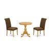 East West Furniture - Esbr3-oak-18 - 3-pc Dining Room Table Set - 2 Mid Century Dining Chairs And 1 Dining Table (oak Fi