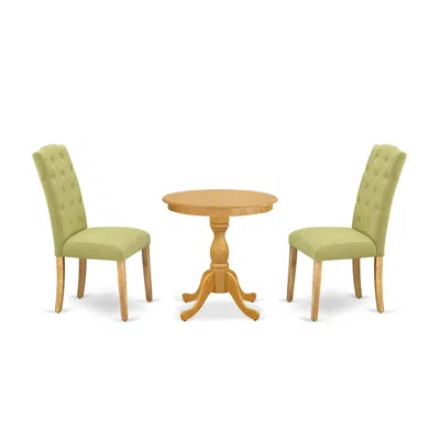 East West Furniture - Esce3-oak-07 - 3-pc Modern Dining Set - 2 Parson Dining Room Chairs And 1 Dining Room Table (oak F