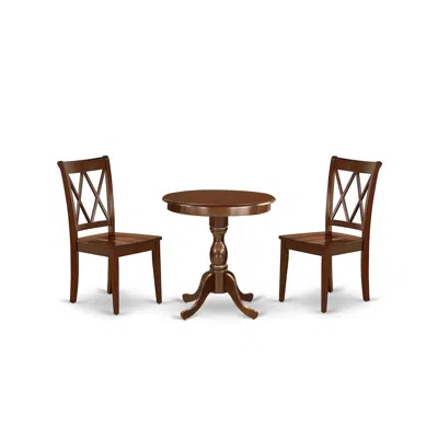 East West Furniture - Escl3-mah-c - 3-pc Dining Room Table Set - 2 Mid Century Cushion Seat Chairs - 1 Dining Room Table
