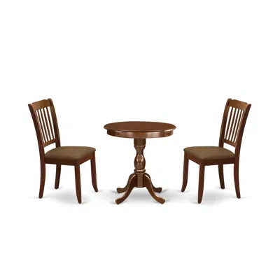 East West Furniture - Esda3-mah-c - 3-pc Kitchen Table Set - 2 Modern Wooden Dining Chairs And 1 Dining Room Table (maho