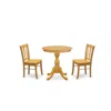 East West Furniture - Esdl3-oak-w - 3-pc Dining Room Table Set - 2 Kitchen Dining Chairs And 1 Kitchen Table (oak Finish