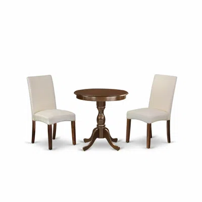East West Furniture - Esdr3-mah-01 - 3-pc Dining Room Set - 2 Dining Room Chairs And 1 Kitchen Dining Table (mahogany Fi