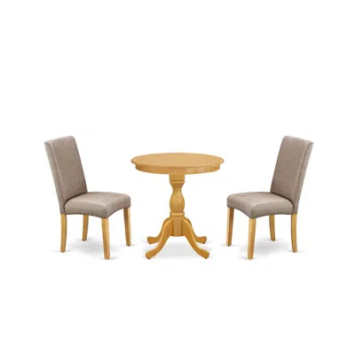 East West Furniture - Esdr3-oak-16 - 3-pc Kitchen Dining Set - 2 Parson Chairs And 1 Modern Dining Table (oak Finish) In Multi